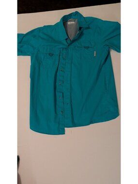 Columbia Mens Teal Short Sleeve Sport Shirt Size M